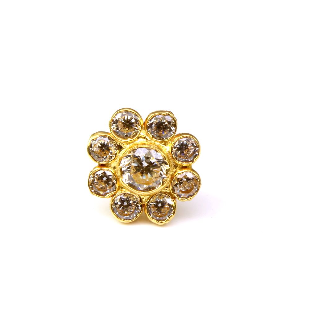 Indian Nose Stud Ring in 14k Yellow Gold Traditional Design Nose Piercings Inspired from Indian Culture. Karizma Jewels Nose Rings are Purely Handmade Designed by Experienced Master Craftsmen.