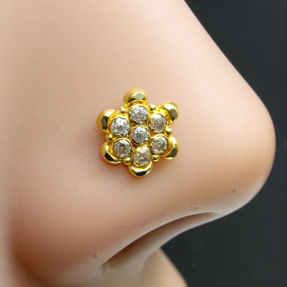 14K White CZ statement nose ring Real Gold Medusa 