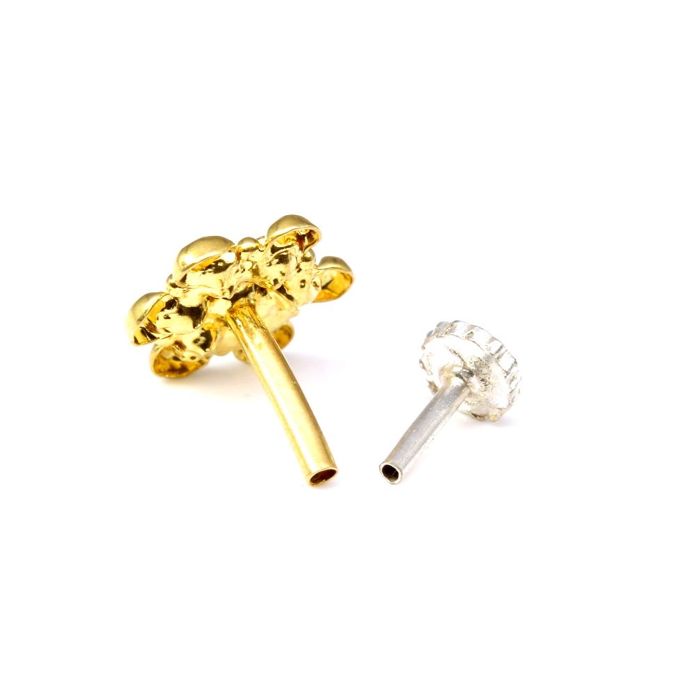 14K White CZ statement nose ring Push Pin