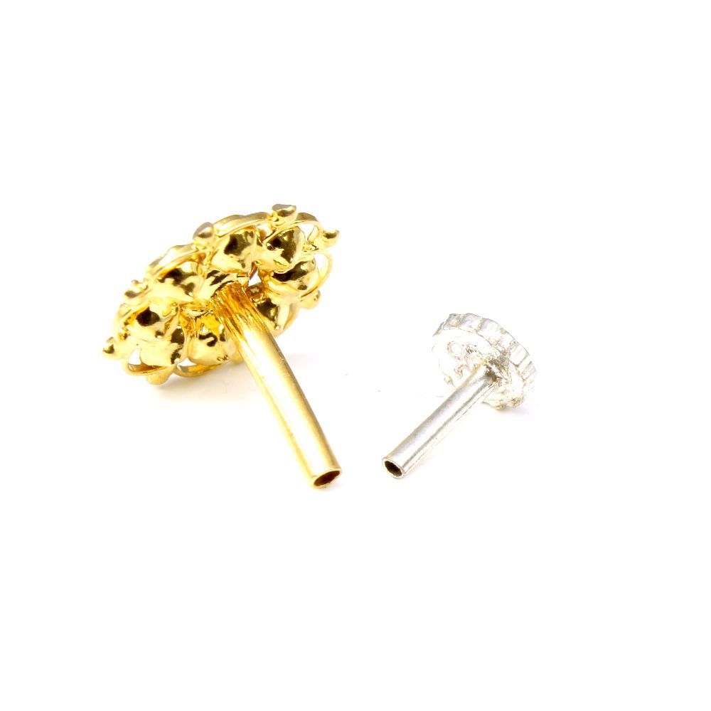 14K White CZ Nath with Push Pin