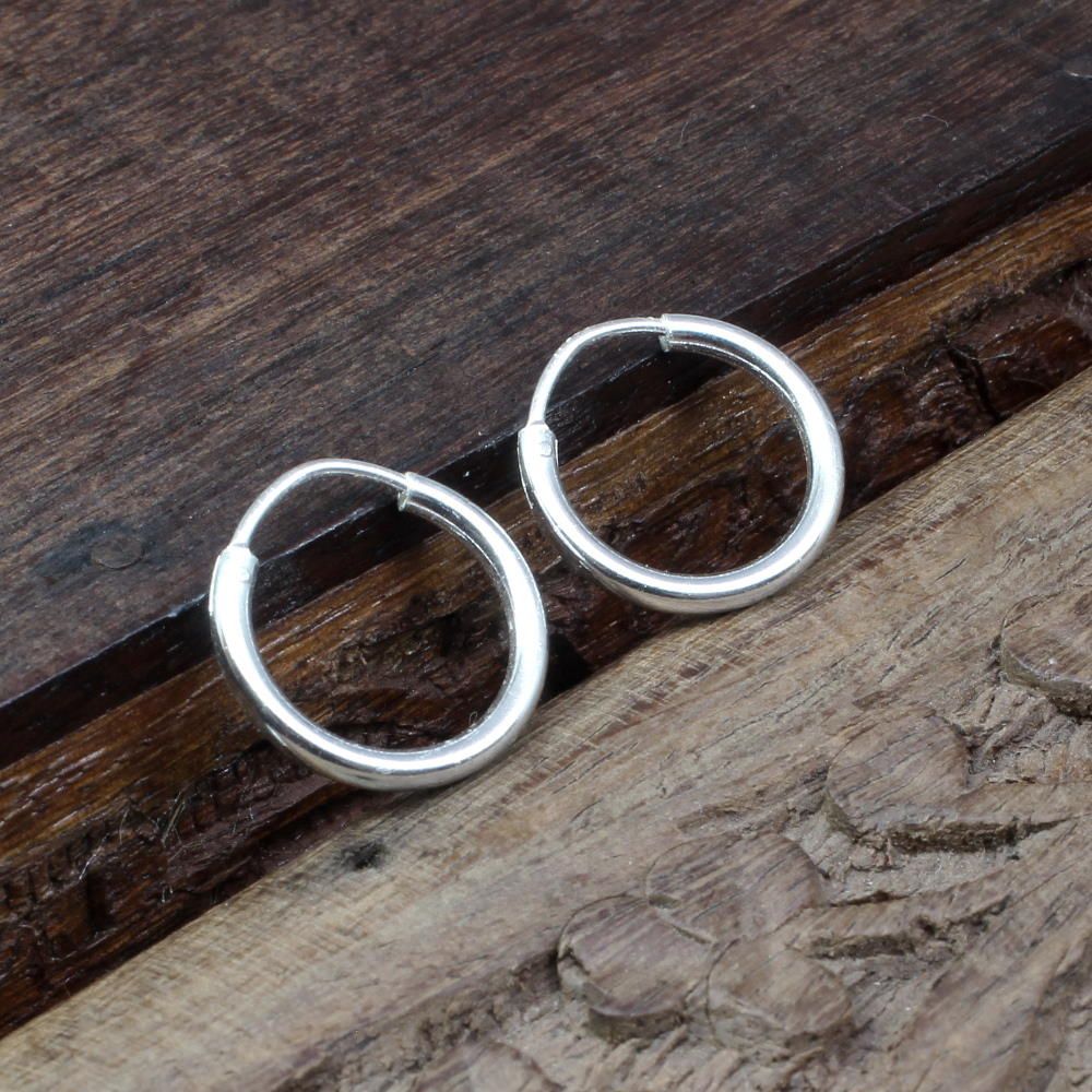 Sterling Silver Dainty Organic Hoop Earrings