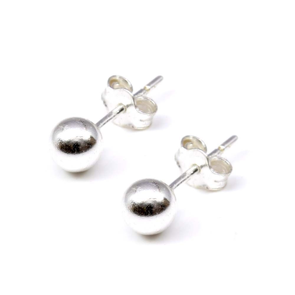  Silver Ball Stud Earrings for girl - Pair