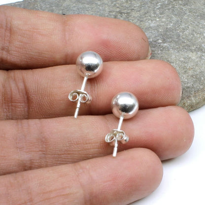 Sterling Silver Ball Stud Earrings