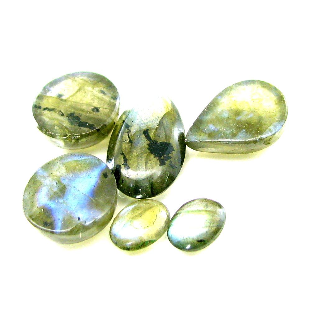 Color Play 25.6Ct 6pc Lot Natural Labradorite Mix Shape Cabochon loose Gemstones