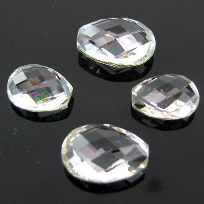 6.3Ct 4pc Wholesale Lot Natural Clear White Topaz Checker Drop Cut Gemstones