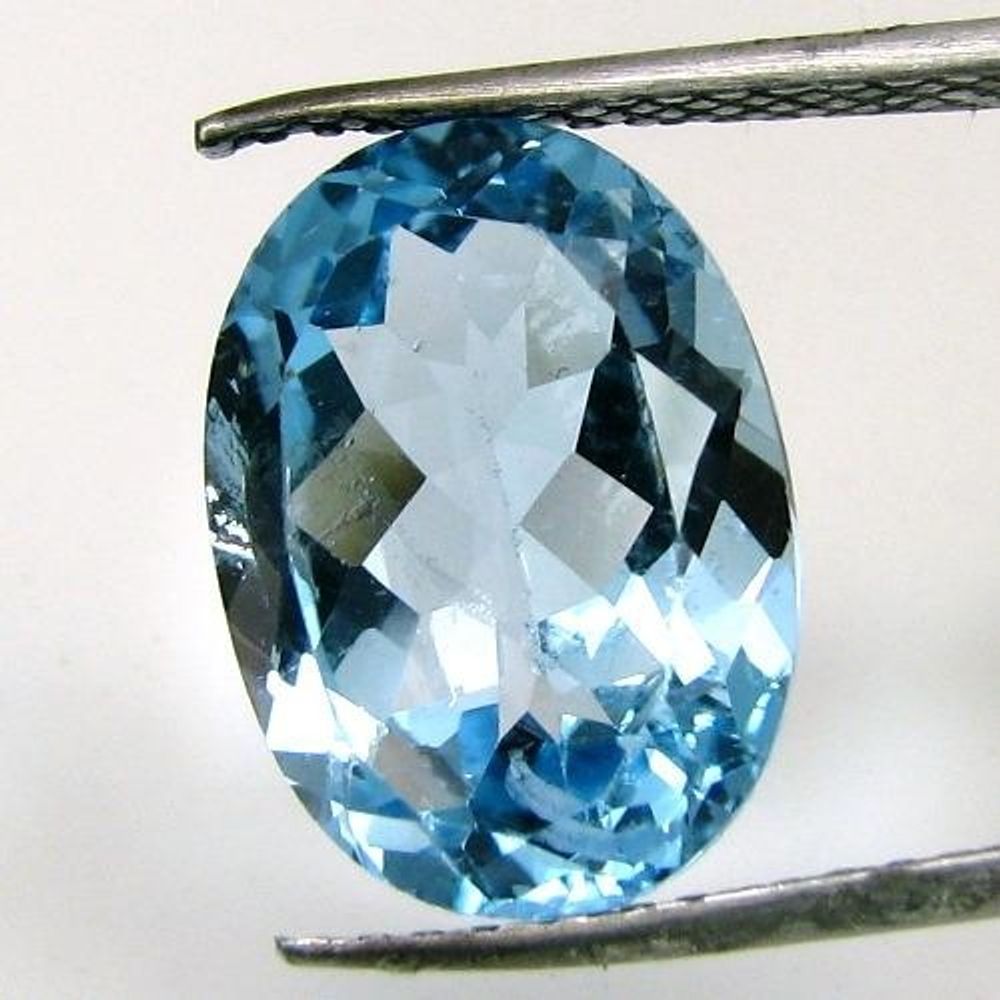 CERTIFIED 7.09Ct Natural Blue TOPAZ Oval Faceted Clear Gemstone