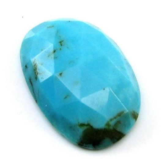 10.8Ct-Natural-Blue-Mexican-Turquoise-Checker-Oval-Faceted-Gemstone