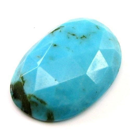 10.8Ct Natural Blue Mexican Turquoise Checker Oval Faceted Gemstone