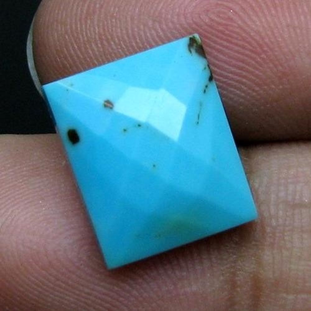 4Ct Natural Blue Turquoise Checker Rectangle Faceted Gemstone