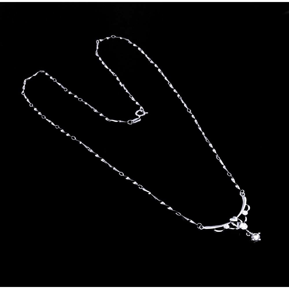 925 Sterling Silver Chain Necklace CZ Platinum Tone