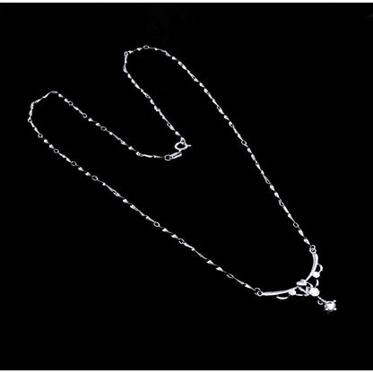 925 Sterling Silver Chain Necklace CZ Platinum Tone