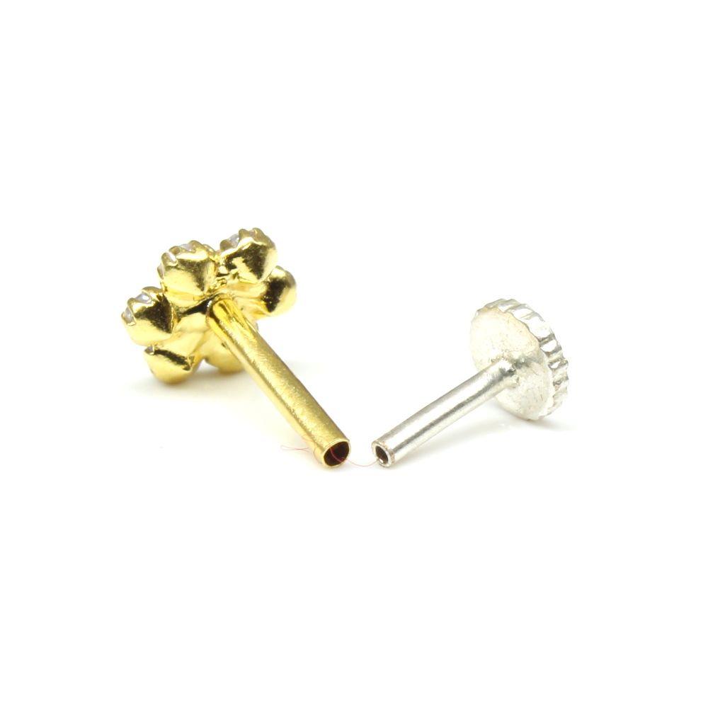 Real Gold Nose stud 14K with push pin