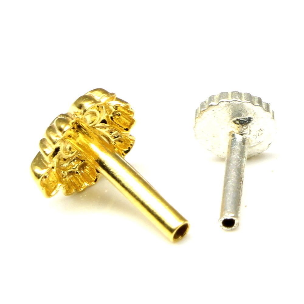 Ethnic floral gold plated nose stud