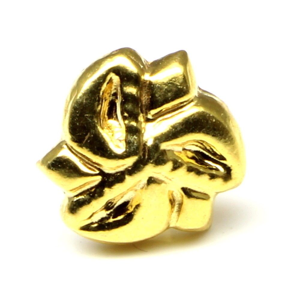 Nose Stud Gold plated Push Pin 18g