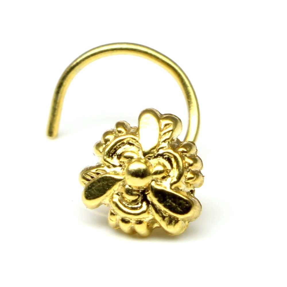 Ethnic gold plated Twisted nose stud 22g