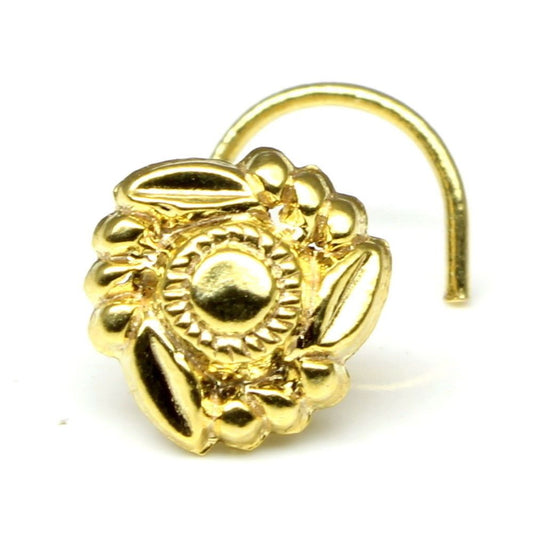 Ethnic Gold Plated Corkscrew l bend Nose Stud