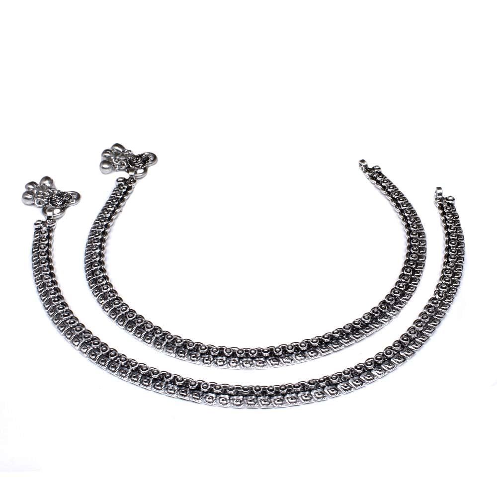 Oxidized Silver Anklets for women 10.8&quot;