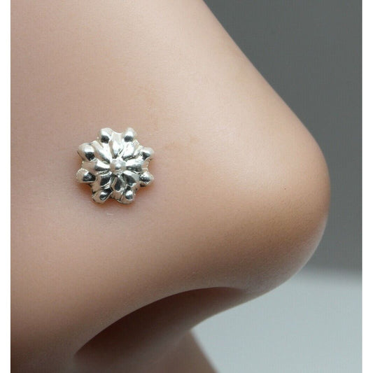 925 Sterling Silver Floral Nose Pin 