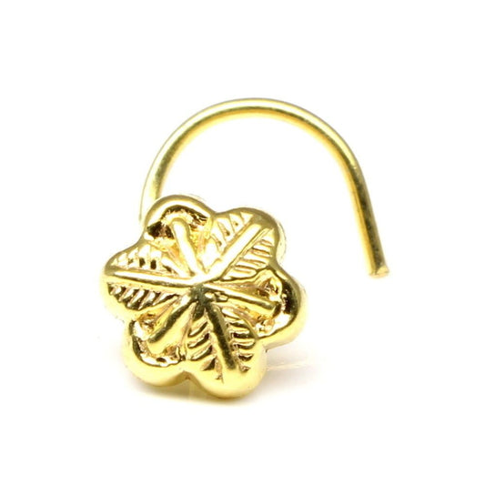 Ethnic gold plated nose stud l bend nose pin