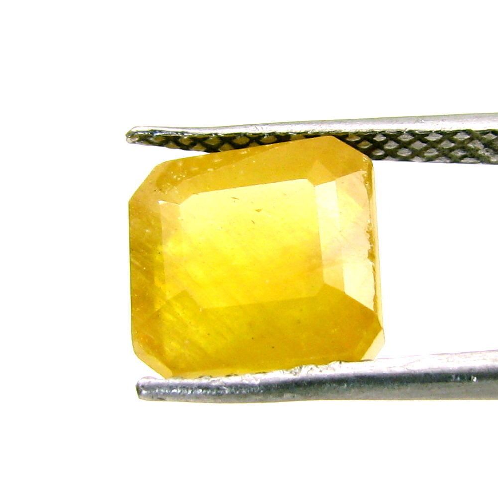 6.7Ct Natural Yellow Sapphire (Pukhraj) Square Cut Gemstone for Jupitor Guru